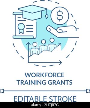 Workforce training grants turquoise concept icon Stock Vector