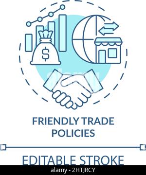 Friendly trade policies turquoise concept icon Stock Vector