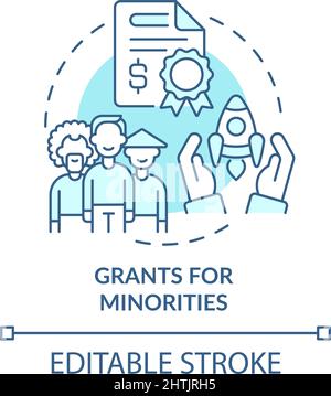 Grants for minorities turquoise concept icon Stock Vector