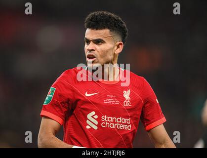 27 February 2022 - Chelsea v Liverpool - Carabao Cup - Final - Wembley Stadium Liverpool's Luis Diaz during the Carabao Cup Final at Wembley Stadium. Picture Credit : © Mark Pain / Alamy Live News Stock Photo