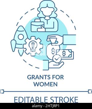Grants for women turquoise concept icon Stock Vector