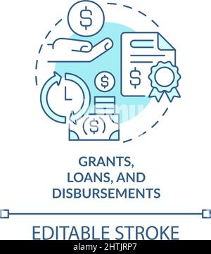 Grants, loans and disbursements turquoise concept icon Stock Vector