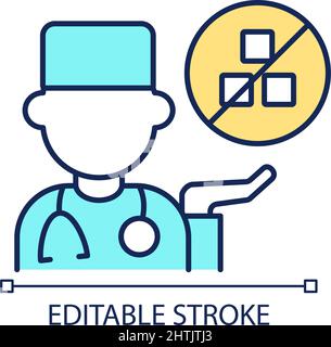 Doctor advising to limit sugar eating RGB color icon Stock Vector
