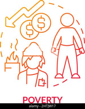 Poverty red gradient concept icon Stock Vector