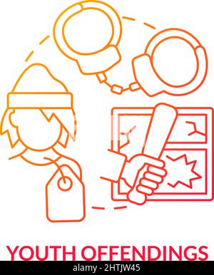 Youth offendings red gradient concept icon Stock Vector