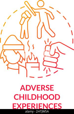 Adverse childhood experience red gradient concept icon Stock Vector