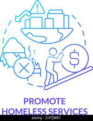 Promote homeless services blue gradient concept icon Stock Vector