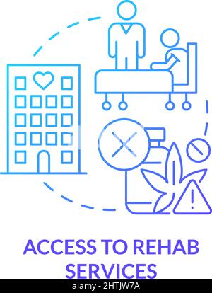 Access to rehab services blue gradient concept icon Stock Vector