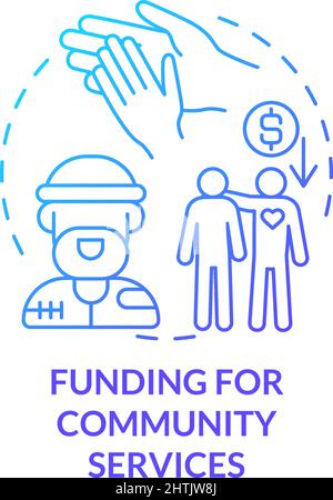 Funding for community services blue gradient concept icon Stock Vector