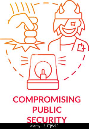 Compromising public security red gradient concept icon Stock Vector