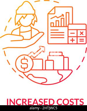 Increased costs red gradient concept icon Stock Vector