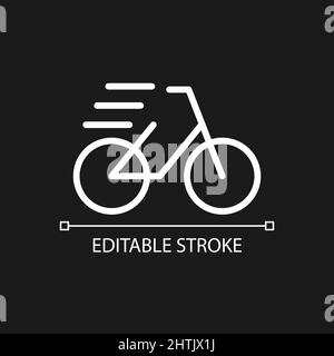 Bicycle pixel perfect white linear icon for dark theme Stock Vector