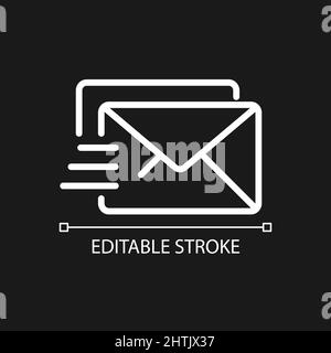 Mail pixel perfect white linear icon for dark theme Stock Vector