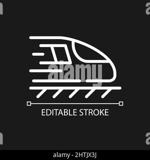 Train pixel perfect white linear icon for dark theme Stock Vector