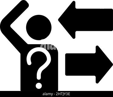 Difficult choice black glyph icon Stock Vector