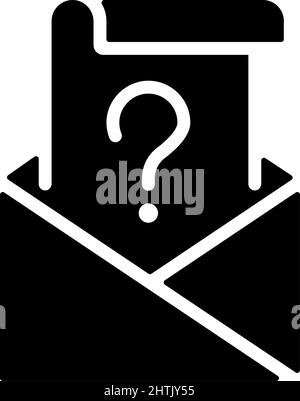 Mail question black glyph icon Stock Vector
