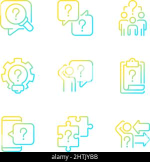 Solving different questions gradient linear vector icons set Stock Vector