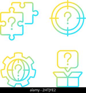 Searching of new problem solutions gradient linear vector icons set Stock Vector