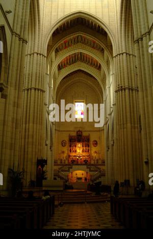 Nave of the Catedral de Nuestra Senora de la Almudena, Madrid, Spain, Europe Stock Photo