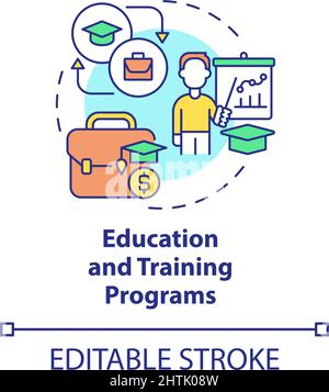 Education and training programs concept icon Stock Vector