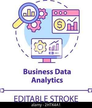 Business analytics concept complex thin red black line icons vector set ...