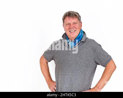 positive senior handsome man. Studio fashion portrait. Stock Photo