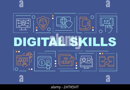 Digital skills word concepts dark blue banner Stock Vector