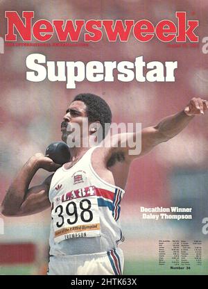 Newsweek cover August 20 1984 Decathlon Winner Daley Thompson Stock Photo