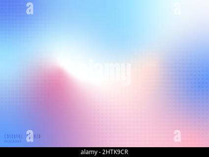Abstract liquid colorful gradient mesh with circle halftone pattern design decorative artwork. Overlapping for template design background. Stock Vector