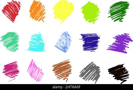 Felt tip pen or marker strokes, stripe backgrounds. Pen trial, writing attempt. Realistic hand drawn scribble trace set Stock Vector