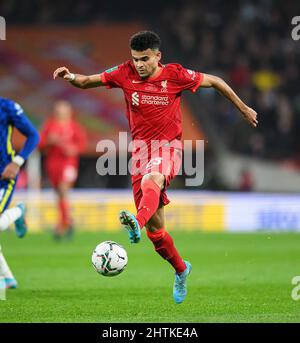 27 February 2022 - Chelsea v Liverpool - Carabao Cup - Final - Wembley Stadium  Liverpool's Luis Diaz during the Carabao Cup Final at Wembley Stadium. Picture Credit : © Mark Pain / Alamy Live News Stock Photo