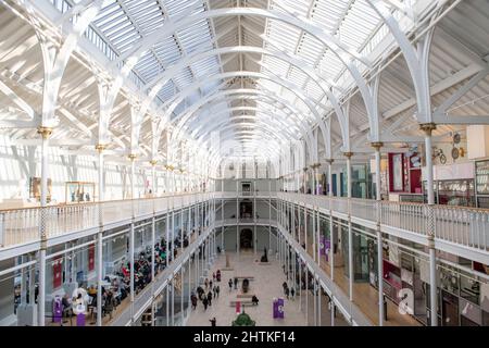 The main hall in the National Museum of Scotland, Edinburgh, Scotland Stock Photo