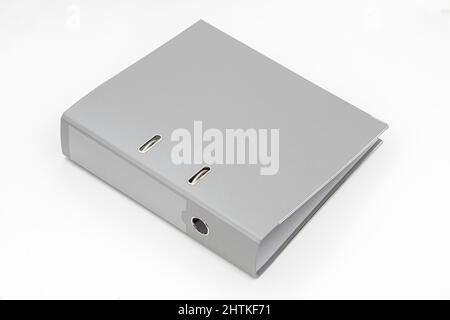Gray Binder File Folder on the white background. Stock Photo