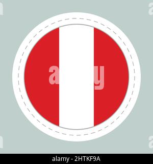 Sticker ball with flag of Peru. Round sphere, template icon. Peruvian national symbol. Glossy realistic ball, 3D abstract vector illustration. Big Stock Vector