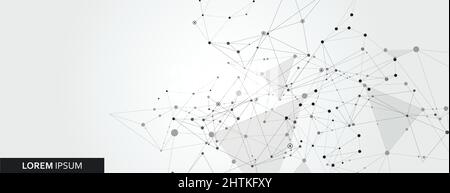 Abstract polygonal horisontal background with abstract connecting dots and lines Stock Vector