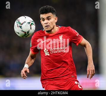 27 February 2022 - Chelsea v Liverpool - Carabao Cup - Final - Wembley Stadium  Liverpool's Luis Diaz during the Carabao Cup Final at Wembley Stadium. Picture Credit : © Mark Pain / Alamy Live News Stock Photo