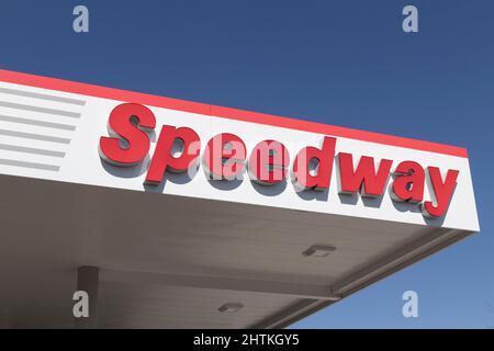 Florence - Circa February 2022: Speedway gas and fuel logo. Speedway is the official fuel of the NTT IndyCar Series. Stock Photo