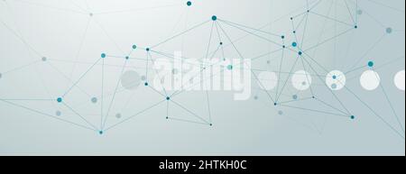 Vector horisontal template with modern design. Abstract geometric pattern, connections dots and lines background Stock Vector
