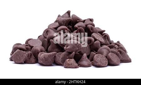 Small Pile of Chocolate Chips Cut Out on White. Stock Photo
