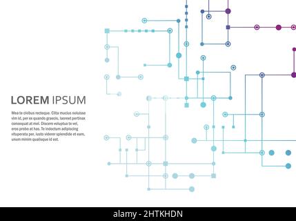 Circuit technology background, connected dots and lines. Vector abstract design Stock Vector