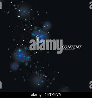 Abstract triangle structure. Network design with connecting dot and line. Vector dark space background Stock Vector
