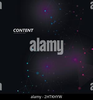 Creative polygonal dark background with connecting dots and lines Stock Vector