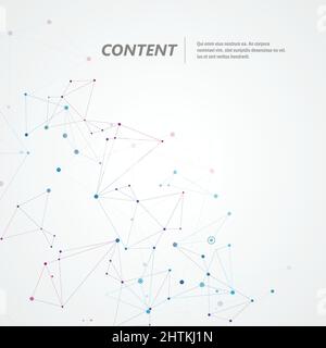 Lines connecting creative grid points on surface. Abstract cover background Stock Vector