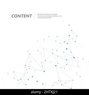 Lines connecting creative grid points on surface. Abstract cover background Stock Vector