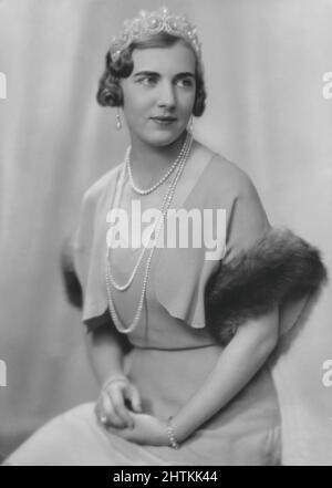 Ingrid of Sweden. 1910-2000. Swedish princess, later Queen of Denmark. Pictured here in the 1930s wearing a diadem and a pearl necklace. Stock Photo