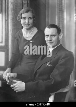 Ingrid of Sweden. 1910-2000. Swedish princess, later Queen of Denmark. Pictured here with crownprince Frederick 1935 when the couple declared their engagement. Stock Photo