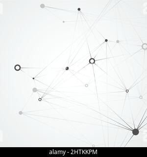 Connect polygonal network background. Lines and dots science pattern Stock Vector