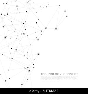 Connect polygonal network background. Lines and dots science pattern Stock Vector