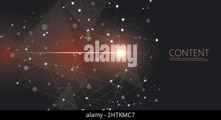 Network abstract design with connecting dot and line. Vector dark space background Stock Vector