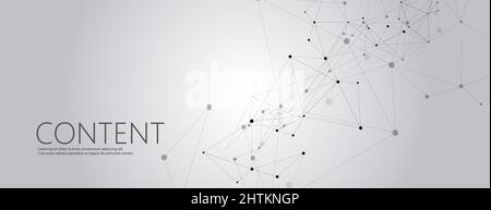 Geometric grey background connected molecule with line and dots Stock Vector